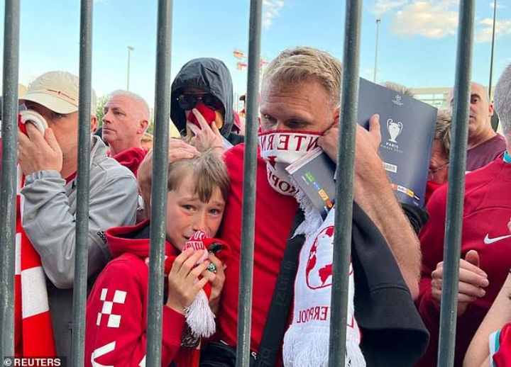 Liverpool spectators struggling to breathe after Paris police used teargas on them.