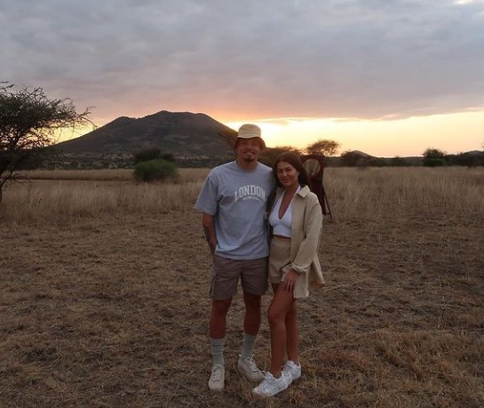 Kalvin Phillips and his partner Ashleigh Behan in Kenya. 