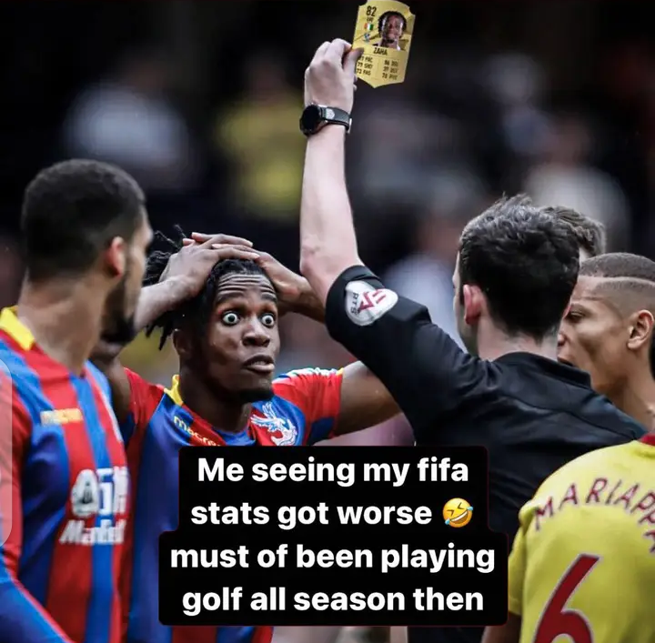 Wilfried Zaha Reacts To His FIFA 23 Rating Says He Must've Been Playing Golf All Season