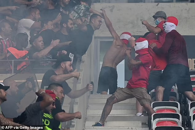 Videos of OGC Nice Stewards vs. FC Koln fans at war before Europa Conference League clash