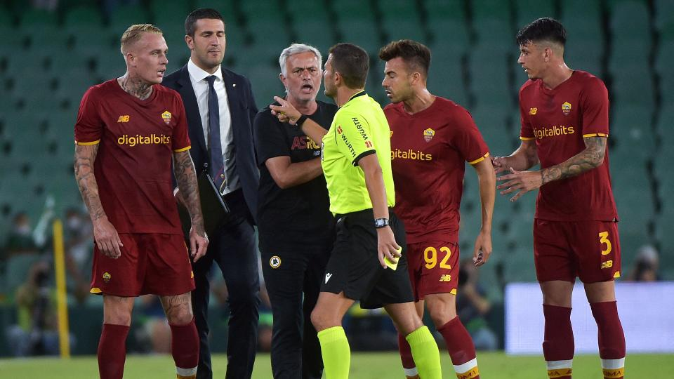 Jose Mourinho Got Sent Off In Roma v Atlanta's Match After Running Into The Field Of Play