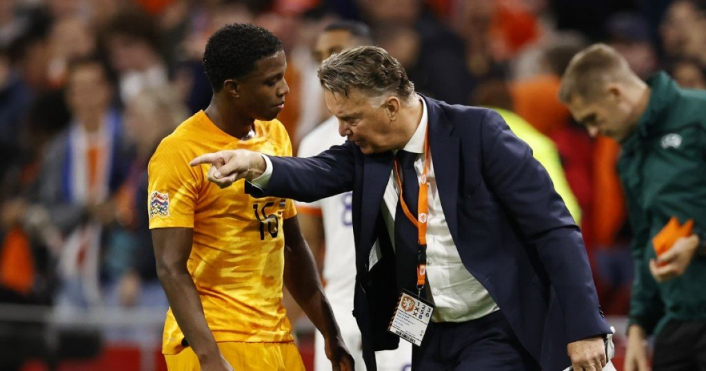 Tyrell Malacia was involved in a touchline bust-up with former Man Utd manager Louis van Gaal whilst on international duty with the Netherlands