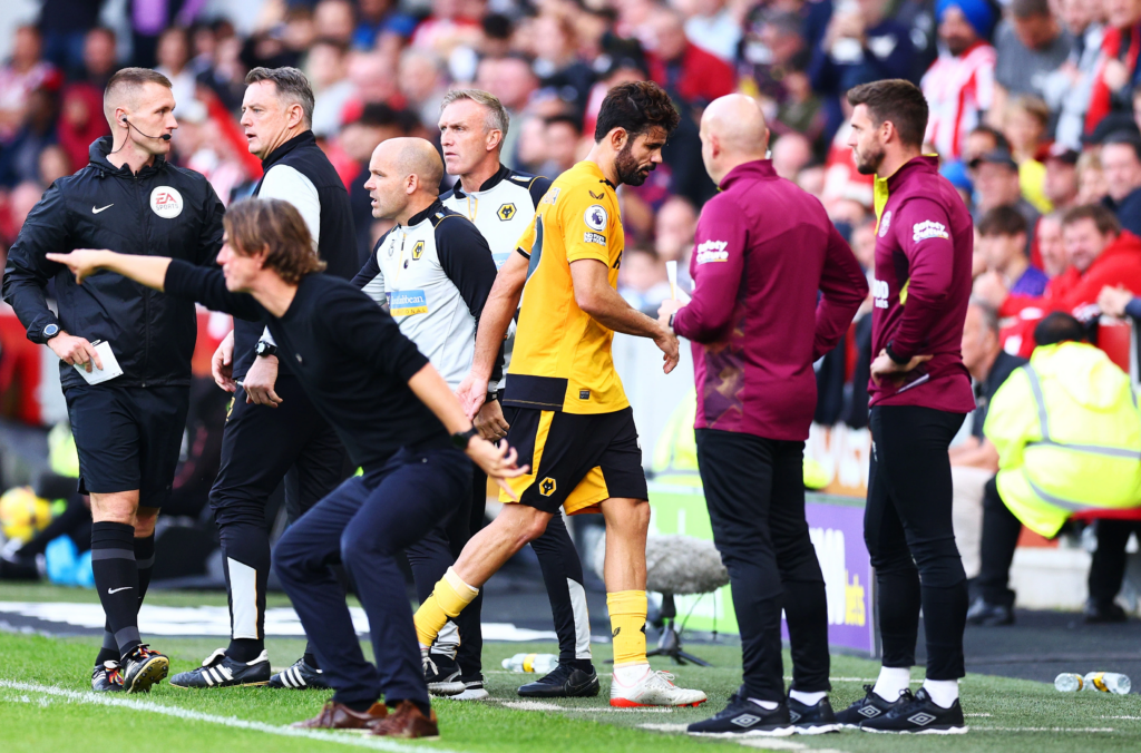 Diego Costa was sent off in the 97th minute for a Headbutt on Brentford's Ben Mee