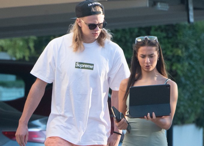 Erling Haaland and his girlfriend Isabel Haugseng Johansen on holiday together.