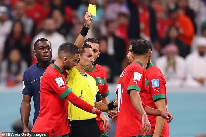 Fans Slam France v Morocco Referee Cesar Ramos Over "Irrational" Yellow Card Decision 