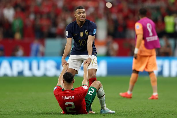 Kylian Mbappe Consoles Teammate Achraf Hakimi After Helping France Beat Morocco In The World Cup Semi Finals