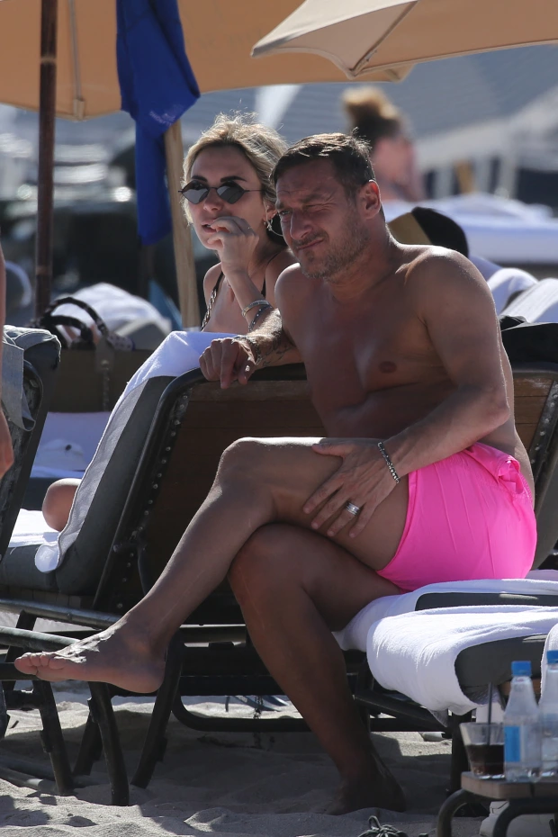 Francesco Totti And Partner Noemi Bocchi Having A Good Time