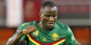 Ignitius Ganago in action for the Indomitable Lions of Cameroon 