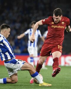 AS Roma and Real Sociedad battling hard in the encounter