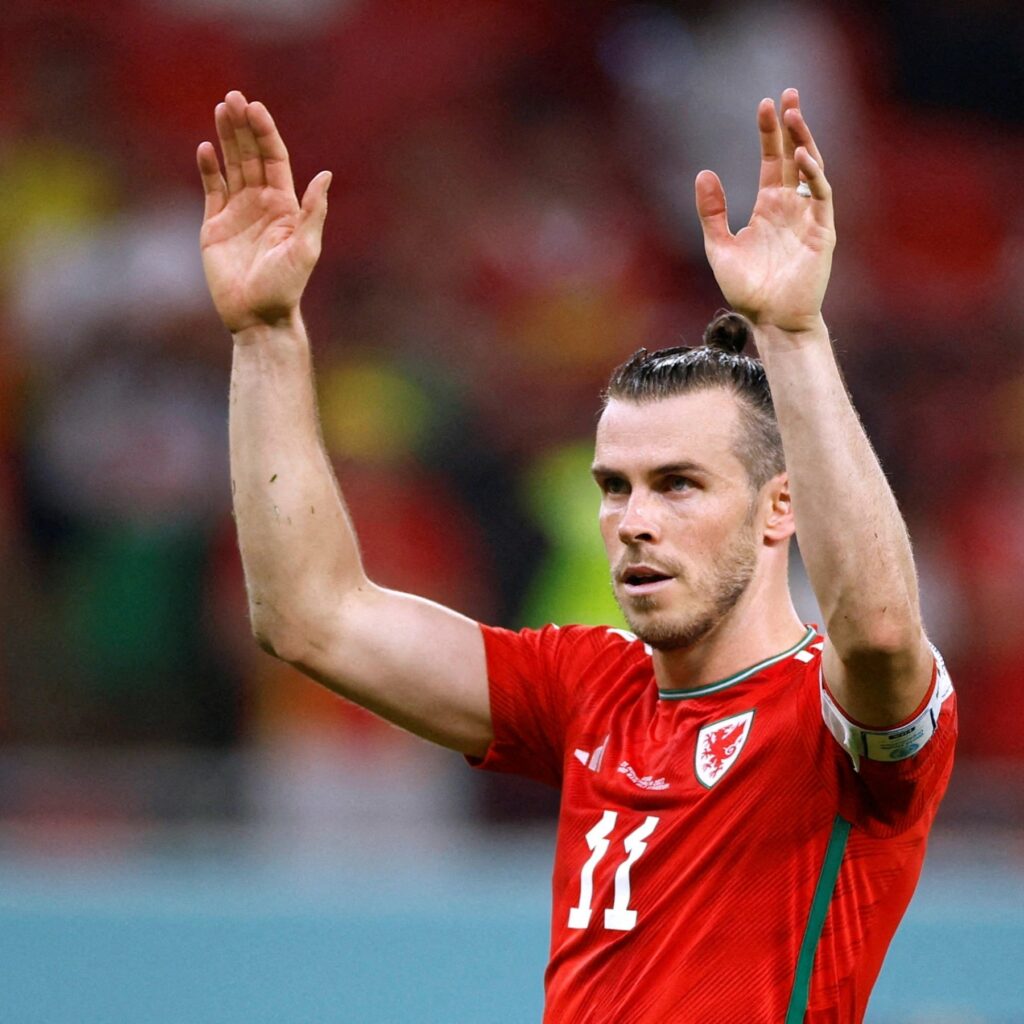 Gareth Bale in the colours of Wales during his playing days 