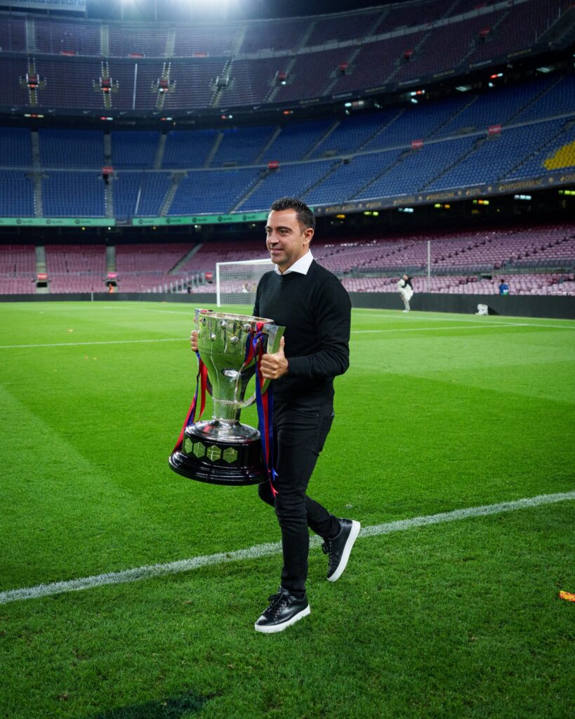 Xavi Hernandez has led Barcelona to the La Liga title in his first full season with the club


