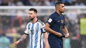 Kylian Mbappe battled with Lionel Messi for the World Cup